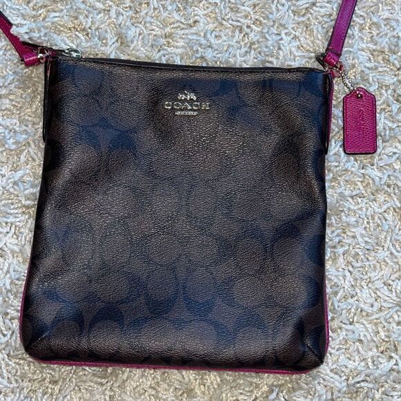 Coach Signature Crossbody Bag F35940 Brown & Pink Ruby - Picture 2 of 15